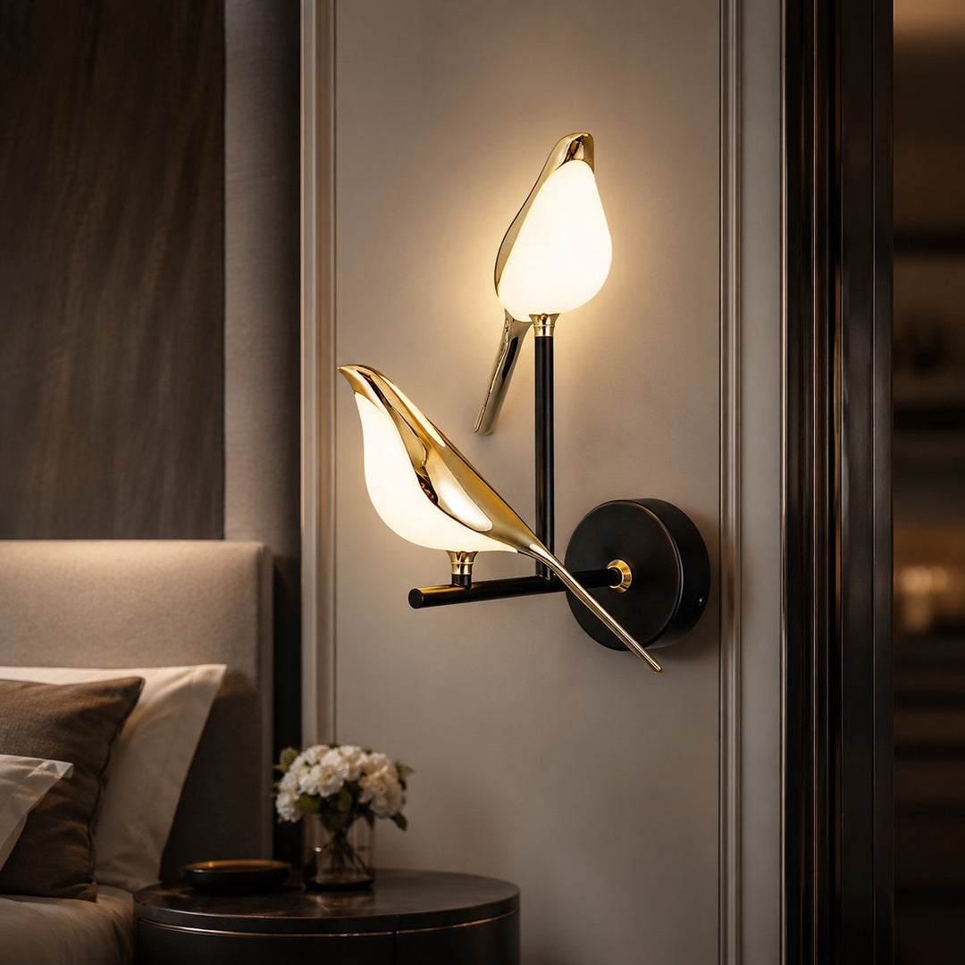 Nordic Wall Sconce Light Bird Design Wall Mounted Iron Glass Shade LED Dimmable 110V-240V