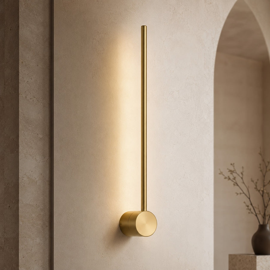 Modern Linear Wall Sconce Wall Mounted Aluminum LED Light with Dimmable Soft Silicone Diffuser in the gold