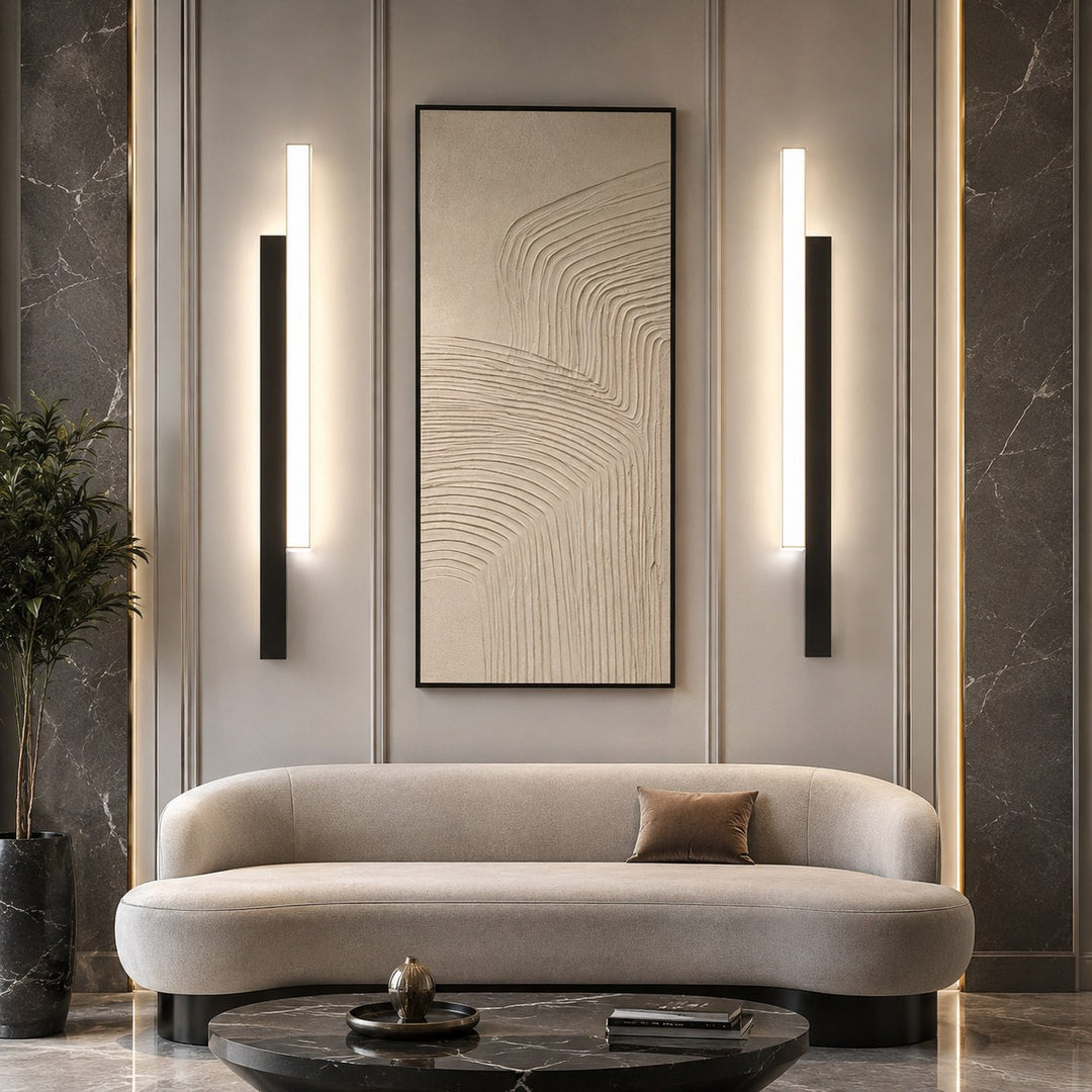 Modern Wall Sconce LED Light Adjustable Length Iron Frame Acrylic Shade Dimmable for Bathroom