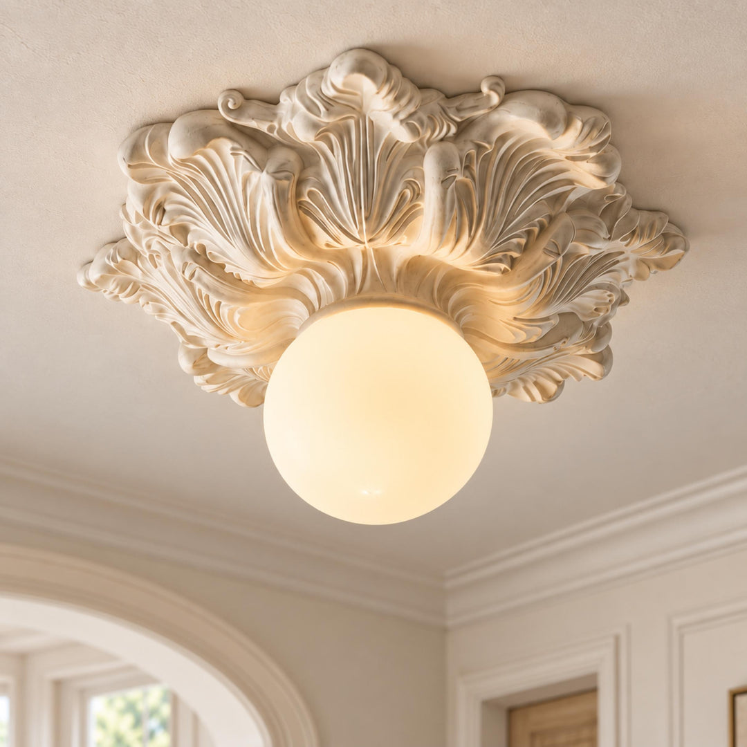 Victorian Flush Mount Ceiling Light Metal Glass LED Compatible Elegant Design