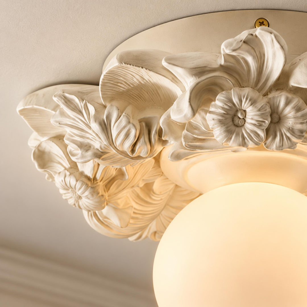 Victorian Flush Mount Ceiling Light Metal Glass LED Compatible Elegant Design