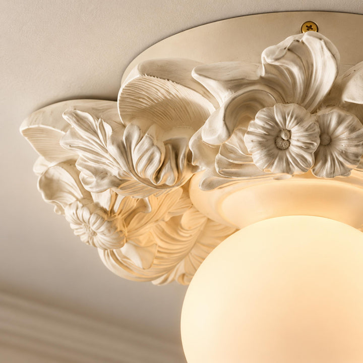 Victorian Flush Mount Ceiling Light Metal Glass LED Compatible Elegant Design