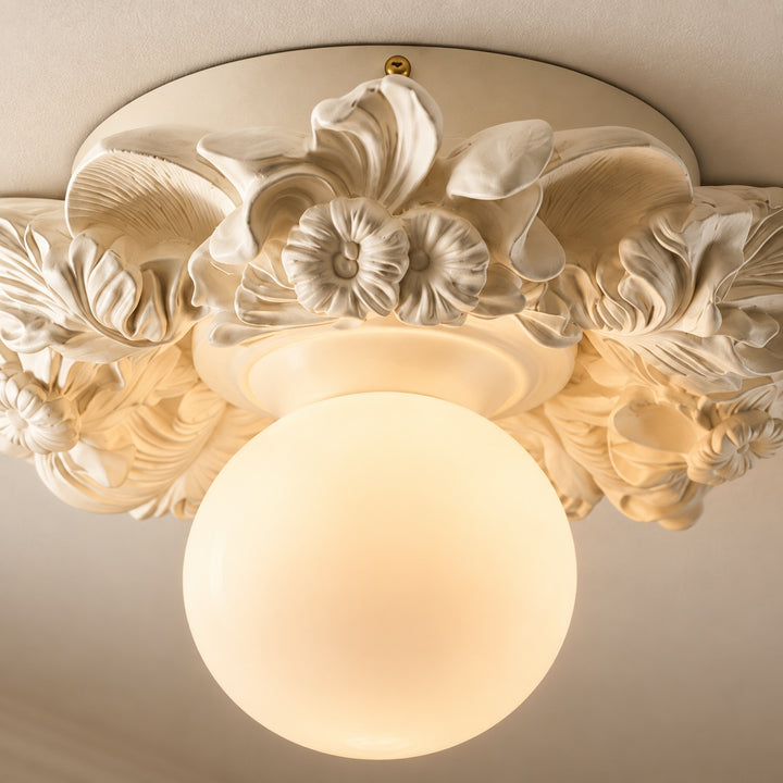 Victorian Flush Mount Ceiling Light Metal Glass LED Compatible Elegant Design