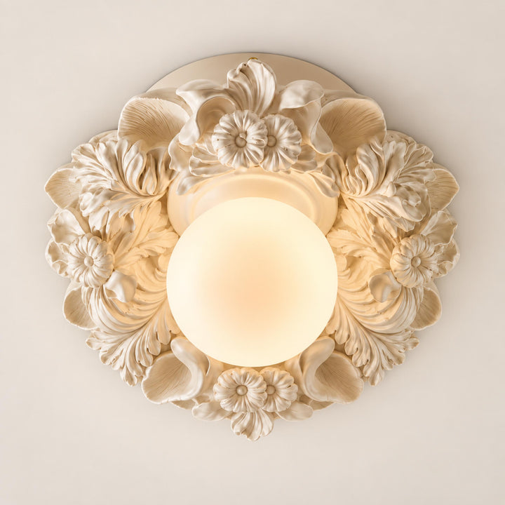 Victorian Flush Mount Ceiling Light Metal Glass LED Compatible Elegant Design