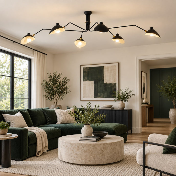 Modern Multi-Arm Ceiling Light Adjustable Metal Fixture with LED Technology
