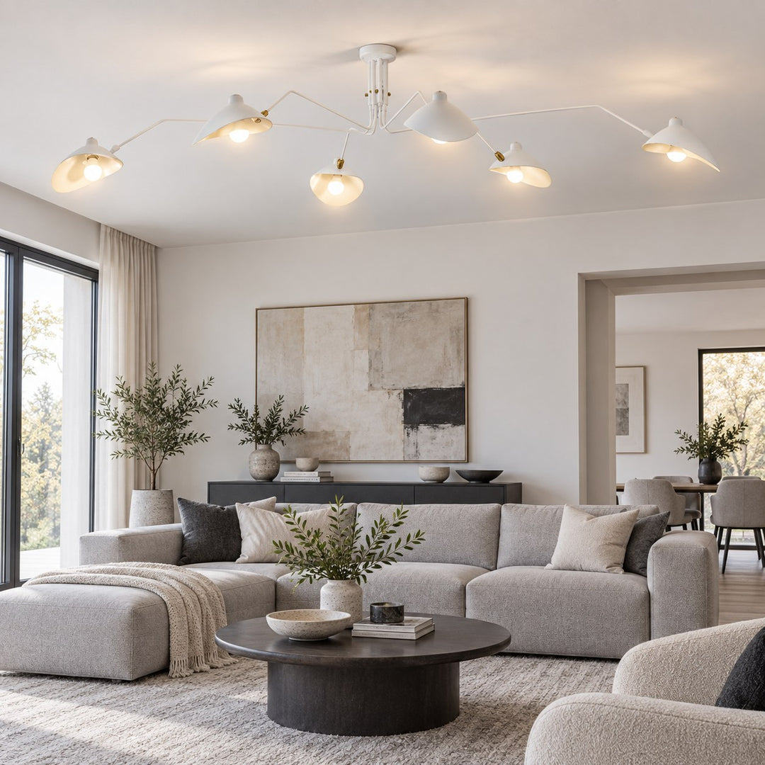 Modern Multi-Arm Ceiling Light Adjustable Metal Fixture with LED Technology
