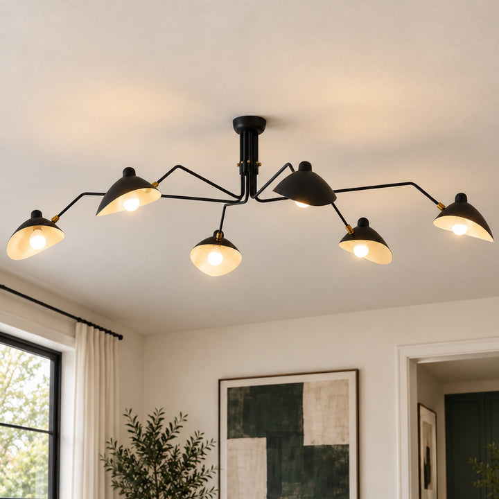 Modern Multi-Arm Ceiling Light Adjustable Metal Fixture with LED Technology