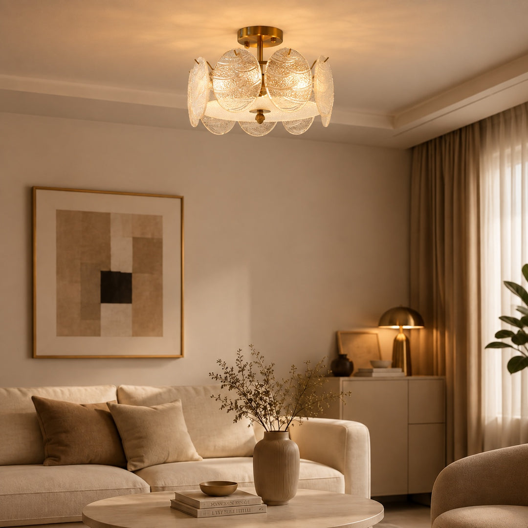 Modern Flush Mount Ceiling Light LED Metal Fixture with Adjustable Brightness 12 Inch Diameter