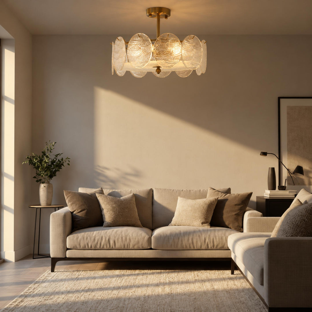 Modern Flush Mount Ceiling Light LED Metal Fixture with Adjustable Brightness 12 Inch Diameter