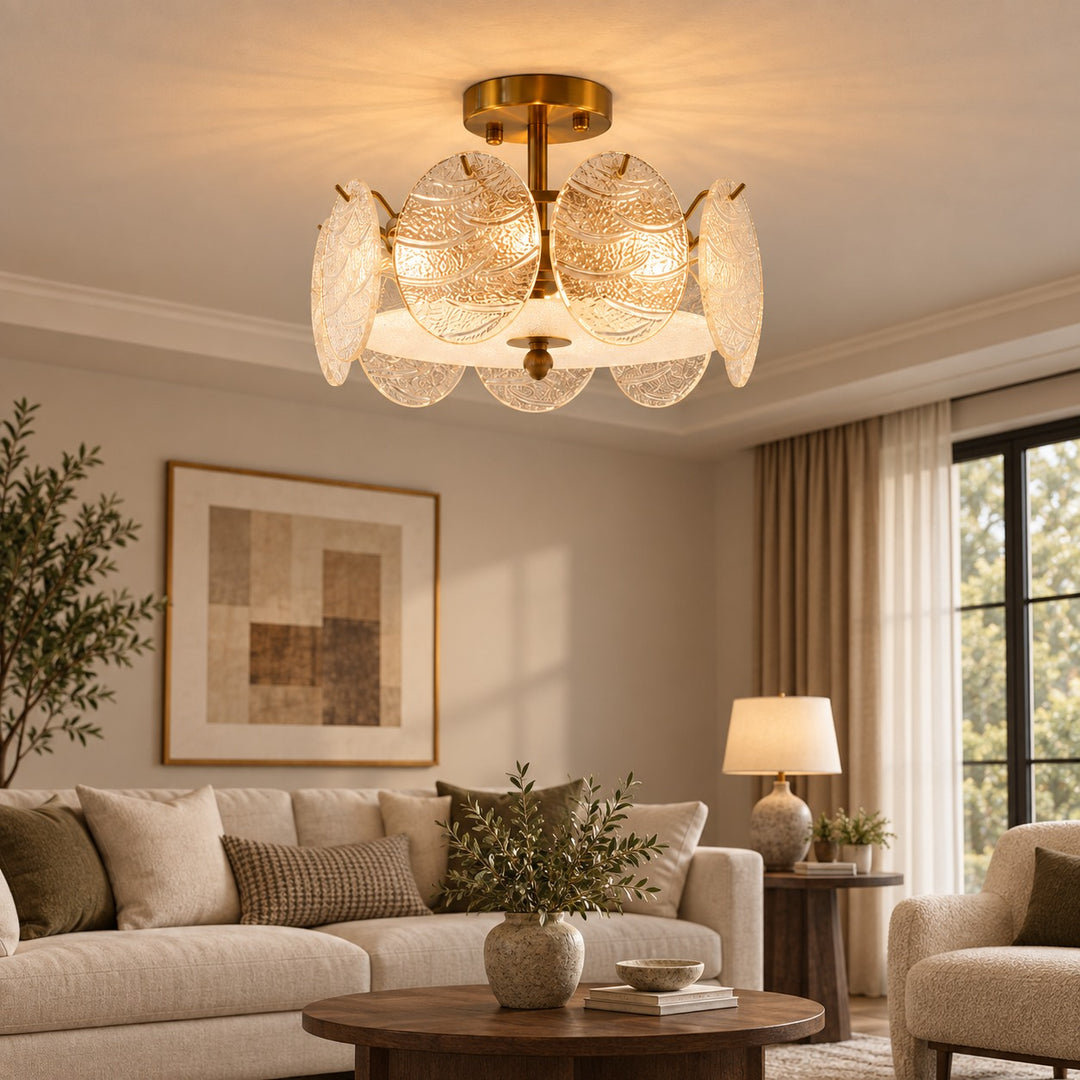 Modern Flush Mount Ceiling Light LED Metal Fixture with Adjustable Brightness 12 Inch Diameter