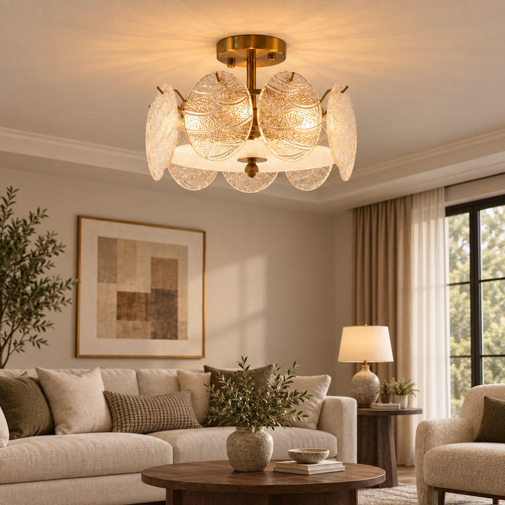 Modern Flush Mount Ceiling Light LED Metal Fixture with Adjustable Brightness 12 Inch Diameter