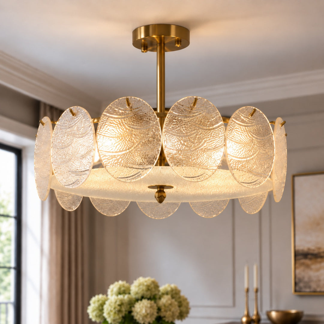 Modern Flush Mount Ceiling Light LED Metal Fixture with Adjustable Brightness 12 Inch Diameter