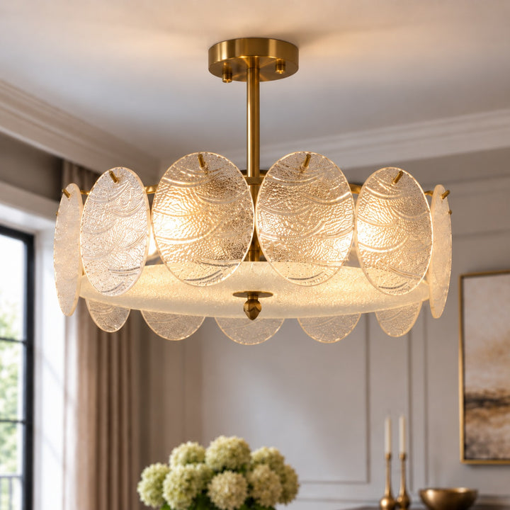 Modern Flush Mount Ceiling Light LED Metal Fixture with Adjustable Brightness 12 Inch Diameter