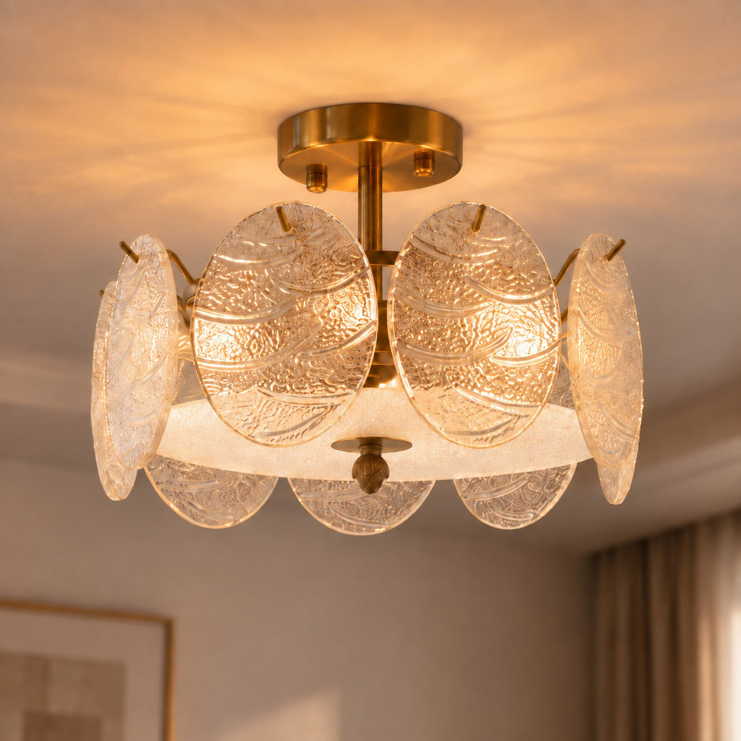 Modern Flush Mount Ceiling Light LED Metal Fixture with Adjustable Brightness 12 Inch Diameter
