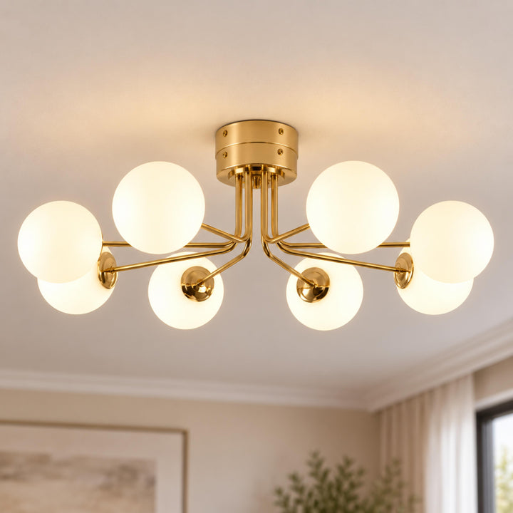 Modern Flush Mount Ceiling Light Fixture in Metal and Glass with LED Bulbs for Indoor Use