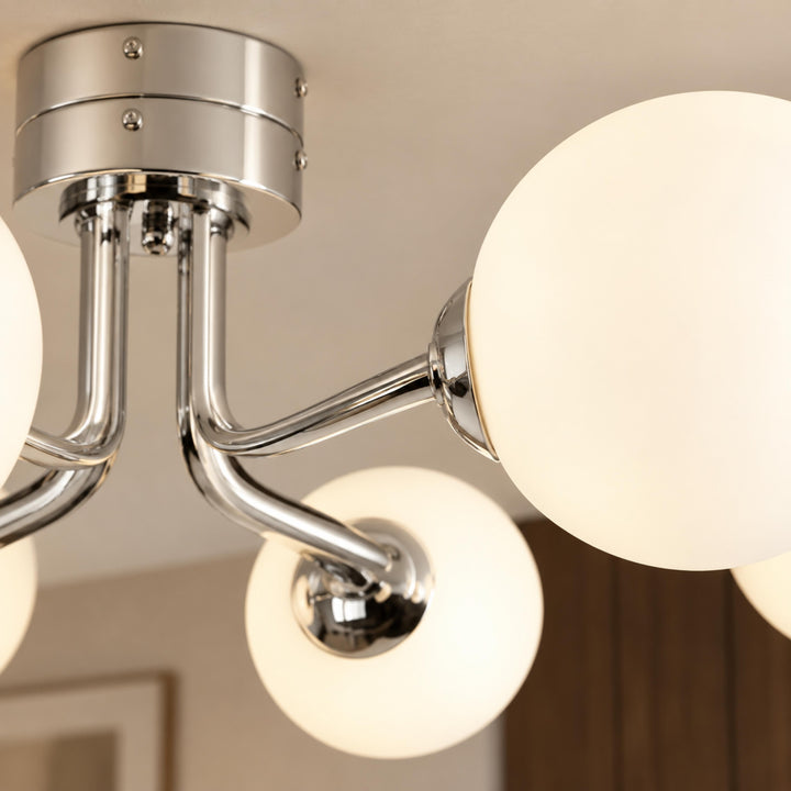 Modern Flush Mount Ceiling Light Fixture in Metal and Glass with LED Bulbs for Indoor Use