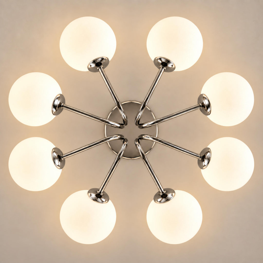 Modern Flush Mount Ceiling Light Fixture in Metal and Glass with LED Bulbs for Indoor Use
