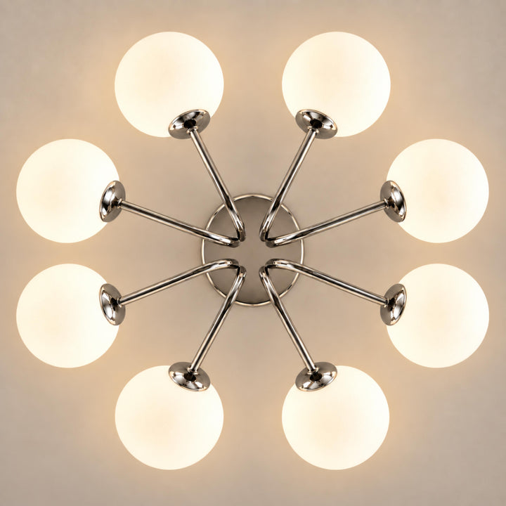 Modern Flush Mount Ceiling Light Fixture in Metal and Glass with LED Bulbs for Indoor Use