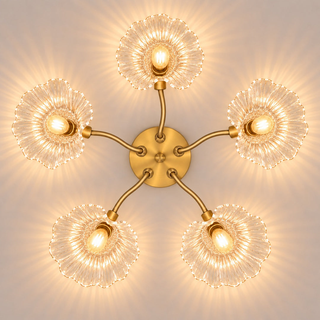 Modern Flush Mount Ceiling Light Adjustable Glass Shade LED Design 12 Inch Diameter