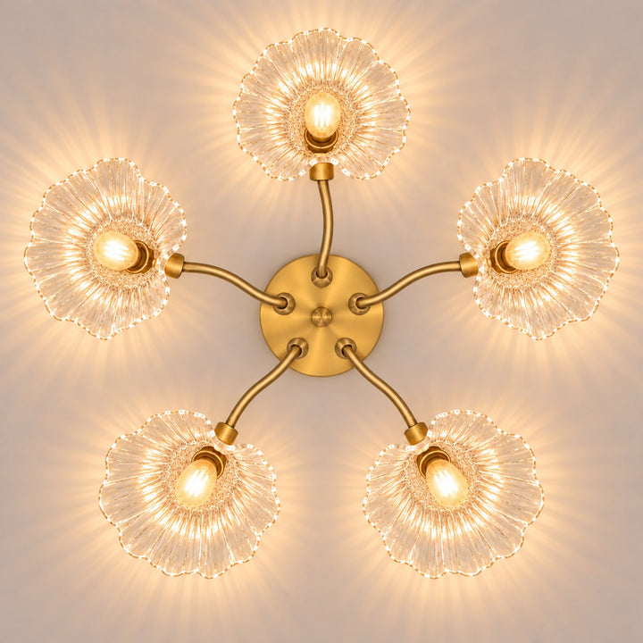 Modern Flush Mount Ceiling Light Adjustable Glass Shade LED Design 12 Inch Diameter
