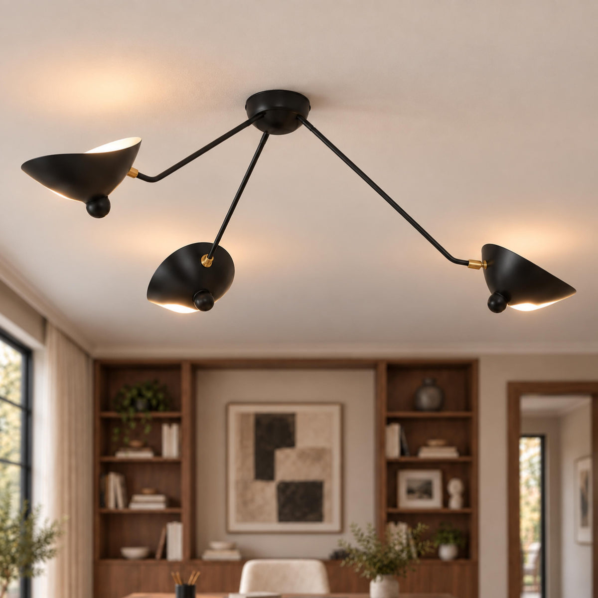 Modern Multi-Arm Ceiling Light Adjustable Metal Fixture with LED Technology