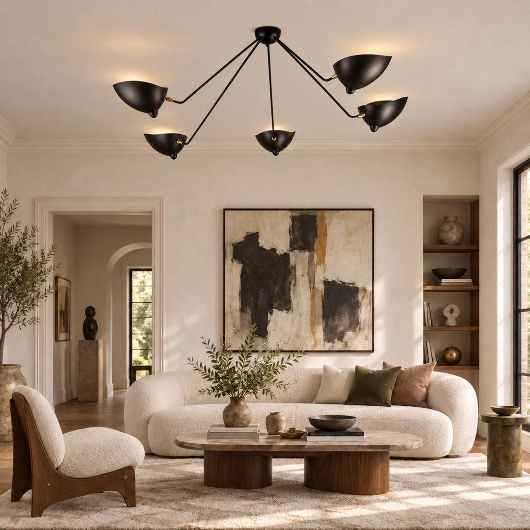 Modern Multi-Arm Ceiling Light Adjustable Metal Fixture with LED Technology