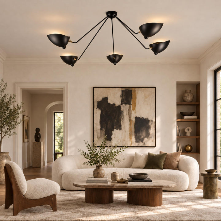 Modern Multi-Arm Ceiling Light Adjustable Metal Fixture with LED Technology