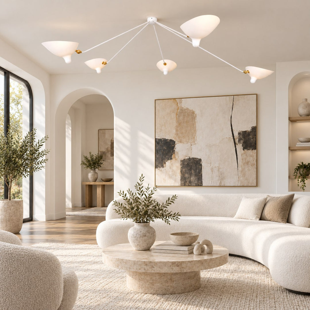 Modern Multi-Arm Ceiling Light Adjustable Metal Fixture with LED Technology