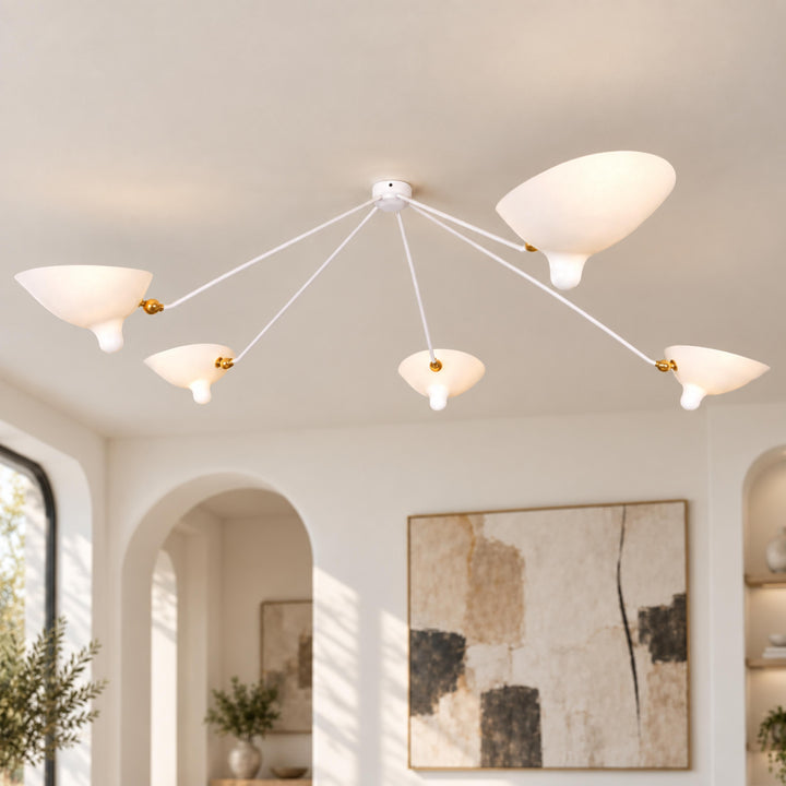 Modern Multi-Arm Ceiling Light Adjustable Metal Fixture with LED Technology