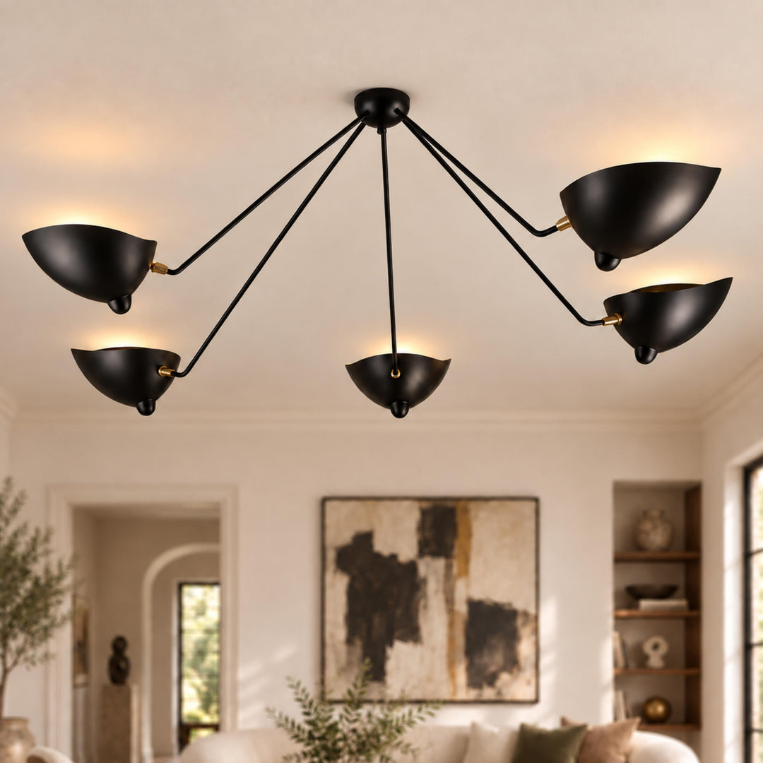 Modern Multi-Arm Ceiling Light Adjustable Metal Fixture with LED Technology