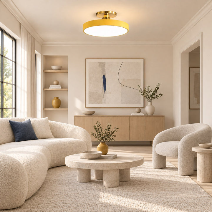 Modern Flush Mount Ceiling Light Fixture with Glass Shade and LED for Bright Illumination