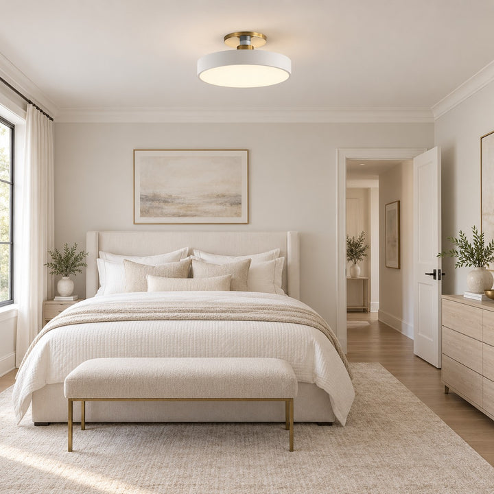 Modern Flush Mount Ceiling Light Fixture with Glass Shade and LED for Bright Illumination