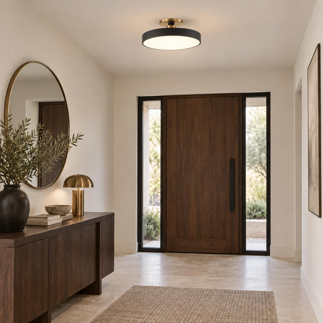 Modern Flush Mount Ceiling Light Fixture with Glass Shade and LED for Bright Illumination