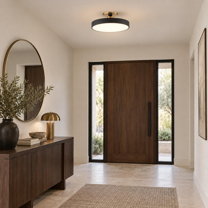 Modern Flush Mount Ceiling Light Fixture with Glass Shade and LED for Bright Illumination