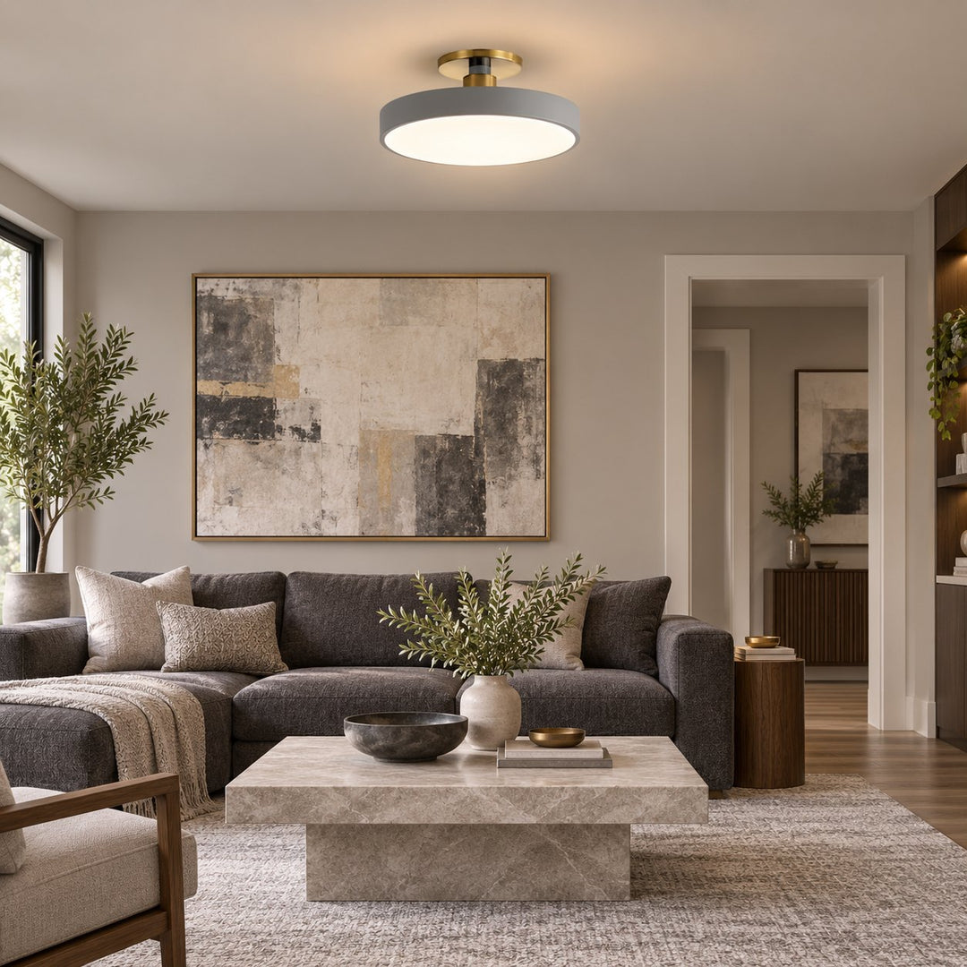 Modern Flush Mount Ceiling Light Fixture with Glass Shade and LED for Bright Illumination