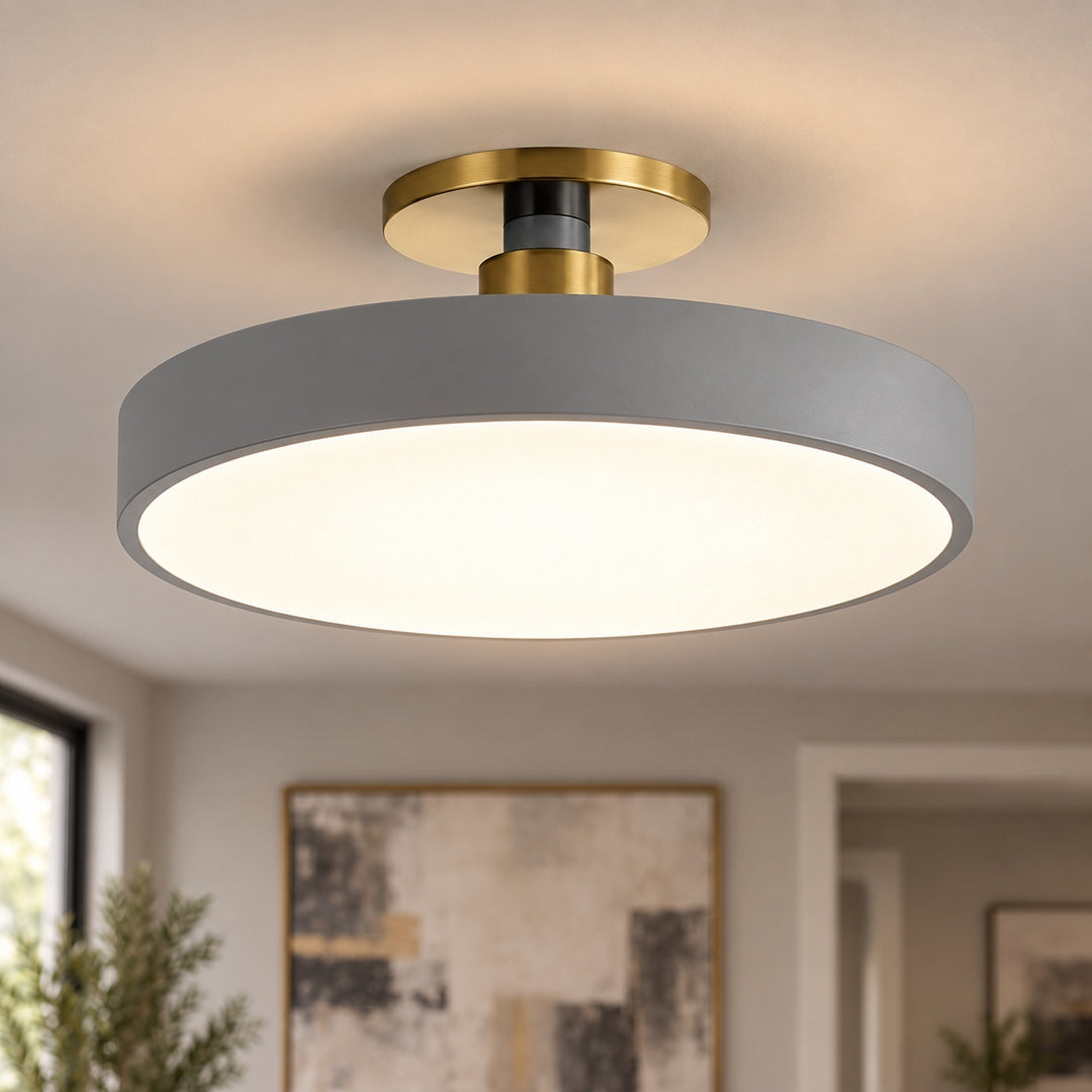 Modern Flush Mount Ceiling Light Fixture with Glass Shade and LED for Bright Illumination