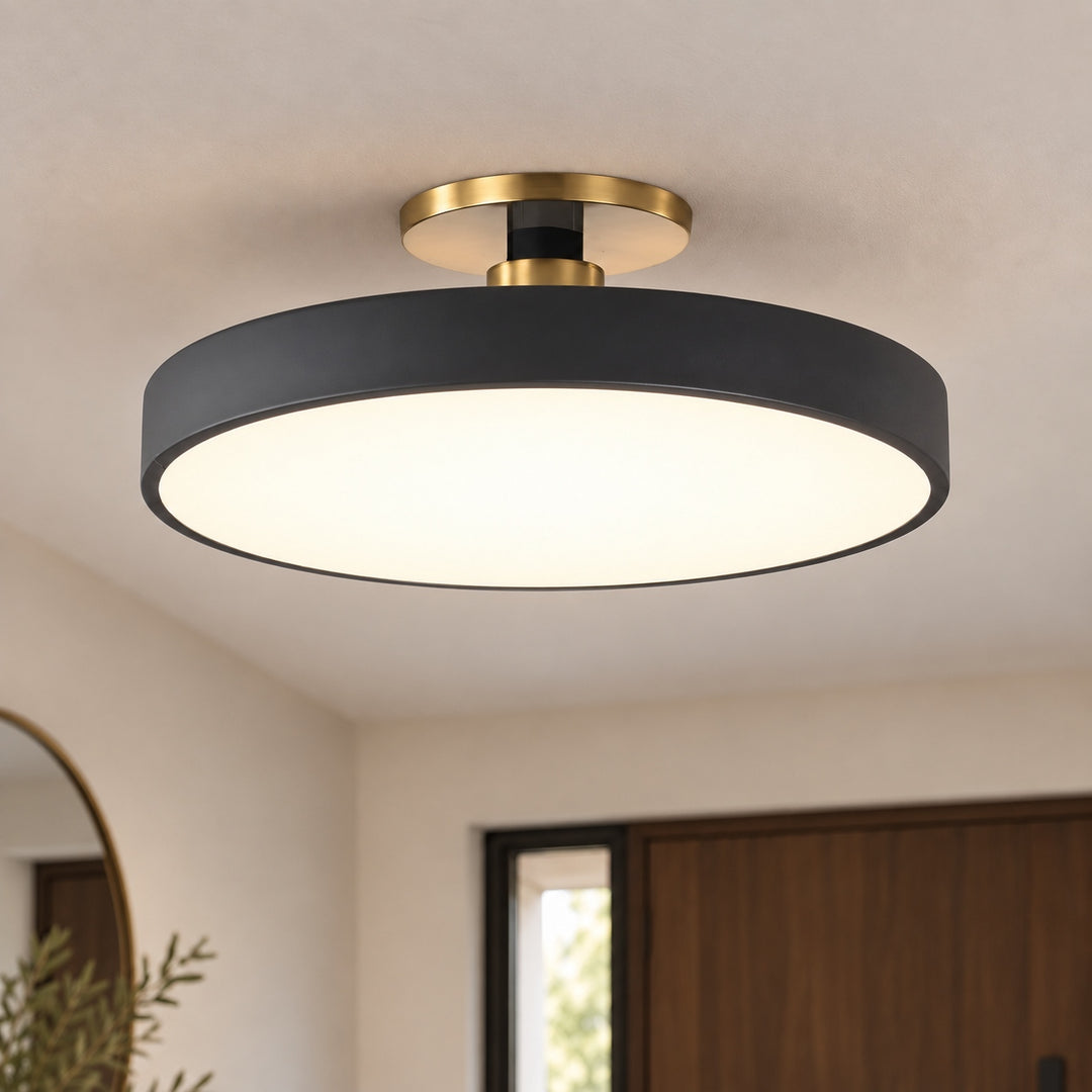Modern Flush Mount Ceiling Light Fixture with Glass Shade and LED for Bright Illumination