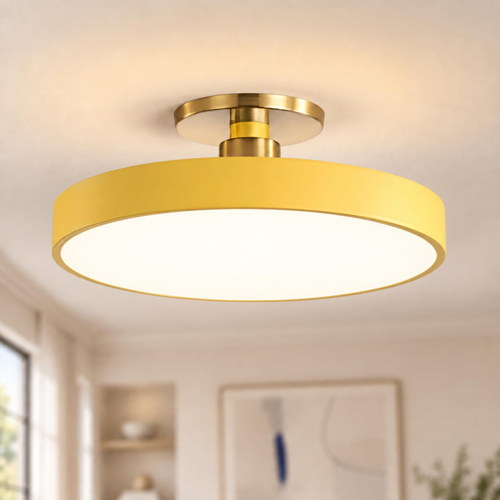 Modern Flush Mount Ceiling Light Fixture with Glass Shade and LED for Bright Illumination