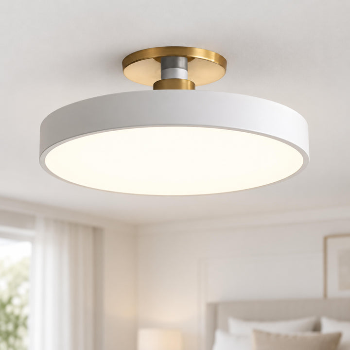 Modern Flush Mount Ceiling Light Fixture with Glass Shade and LED for Bright Illumination
