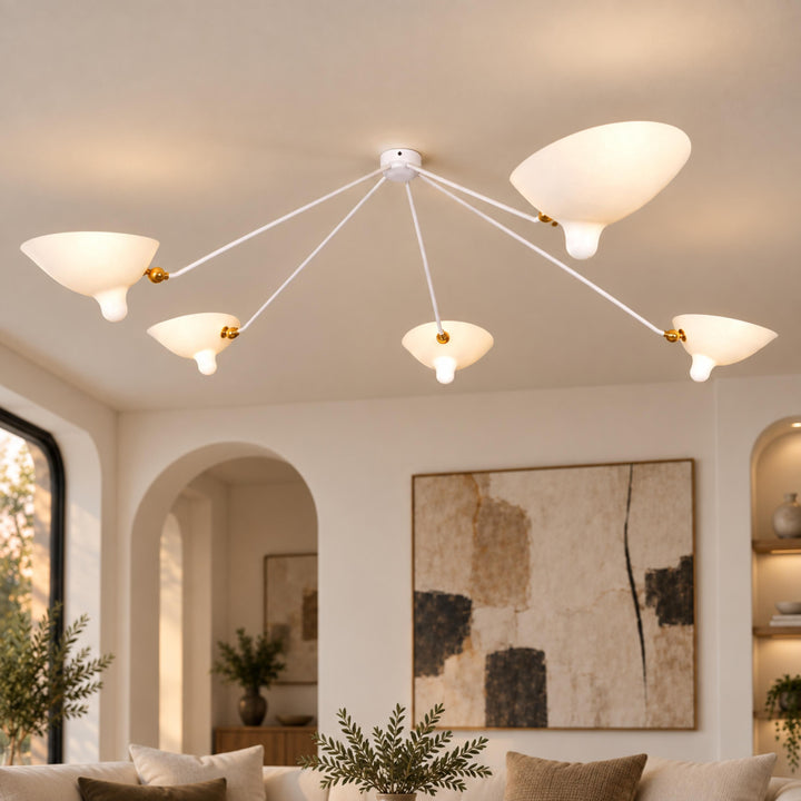 Modern Multi-Arm Ceiling Light Adjustable Metal Fixture with LED Technology