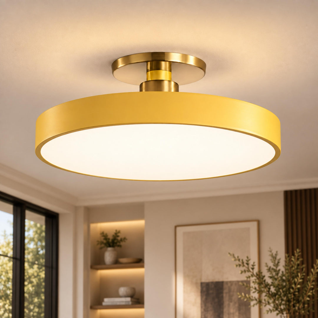 Modern Flush Mount Ceiling Light Fixture with Glass Shade and LED for Bright Illumination