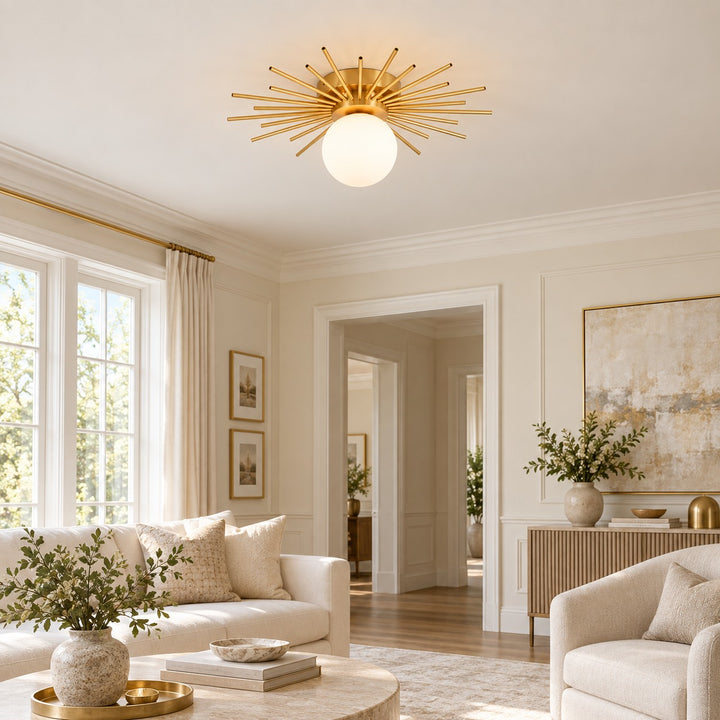 Modern Flush Mount Ceiling Light Fixture Metal Dimmable LED Lighting 12 Inch Diameter for Home Decor