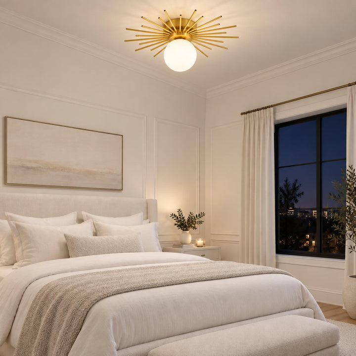 Modern Flush Mount Ceiling Light Fixture Metal Dimmable LED Lighting 12 Inch Diameter for Home Decor