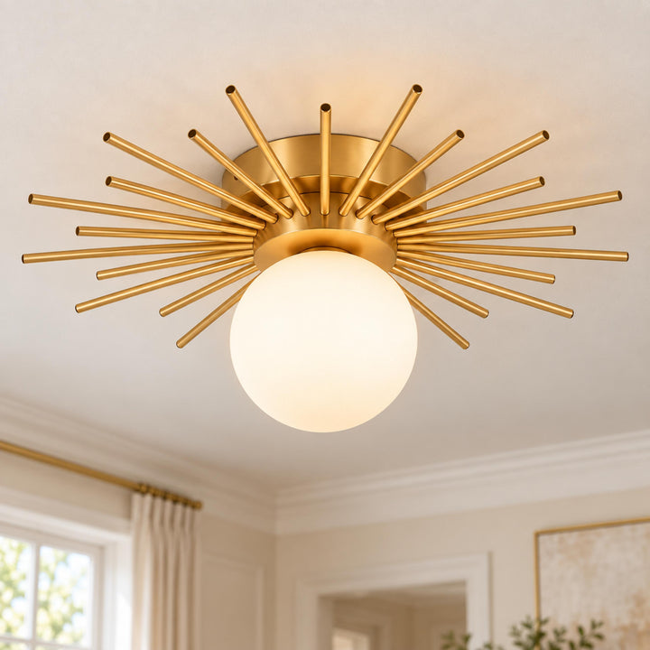 Modern Flush Mount Ceiling Light Fixture Metal Dimmable LED Lighting 12 Inch Diameter for Home Decor
