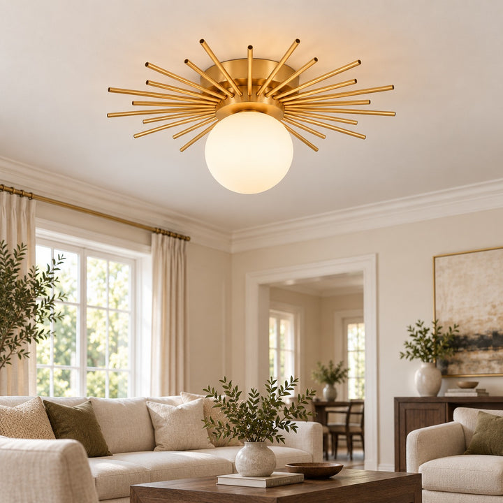 Modern Flush Mount Ceiling Light Fixture Metal Dimmable LED Lighting 12 Inch Diameter for Home Decor