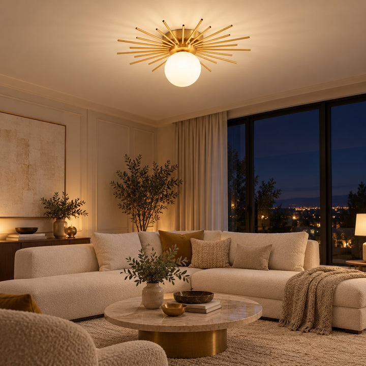 Modern Flush Mount Ceiling Light Fixture Metal Dimmable LED Lighting 12 Inch Diameter for Home Decor