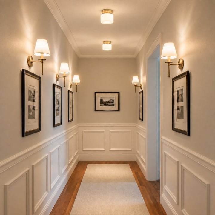 Modern Flush Mount Ceiling Light Brass Glass LED Dimmable Indoor Fixture E26 E27 20cm