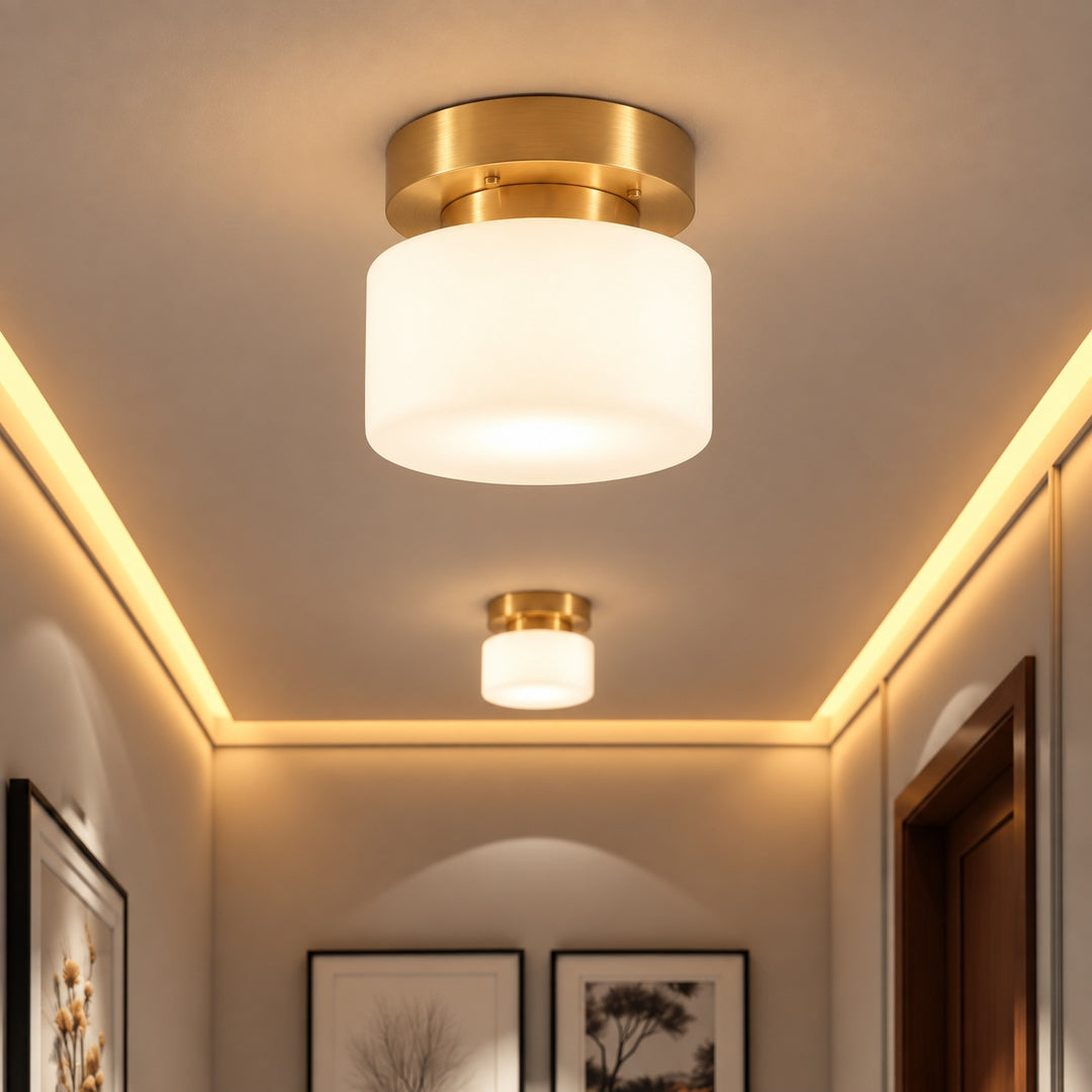 Modern Flush Mount Ceiling Light Brass Glass LED Dimmable Indoor Fixture E26 E27 20cm