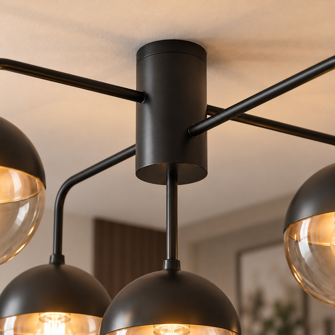 Industrial Modern Ceiling Light Flush Mount Glass and Metal LED Compatible Adjustable 40W