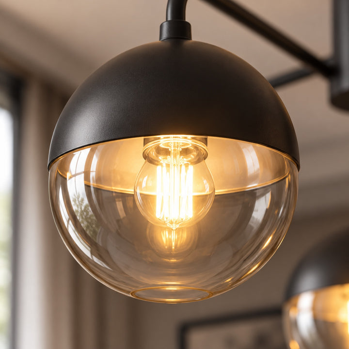 Industrial Modern Ceiling Light Flush Mount Glass and Metal LED Compatible Adjustable 40W